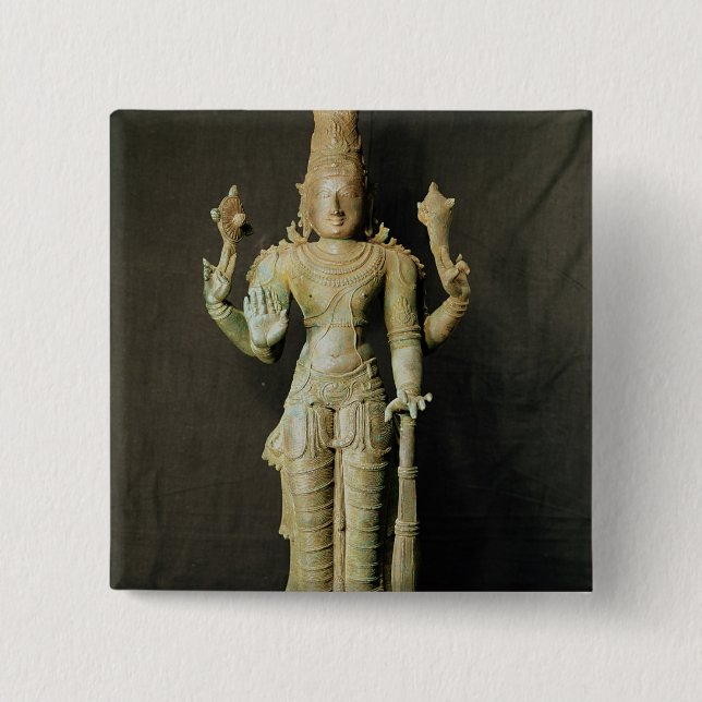 Vishnu, Late Chola 2 Inch Square Button (Front)