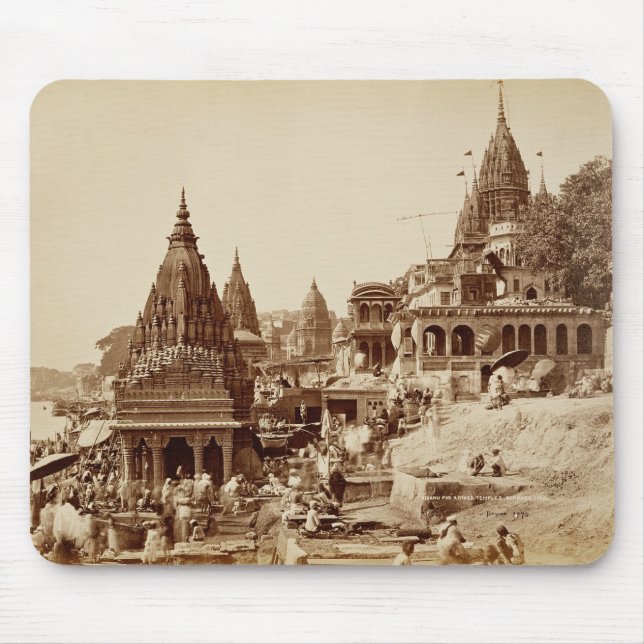 Vishnu Pud and Other Temples, Benares (sepia photo Mouse Pad (Front)
