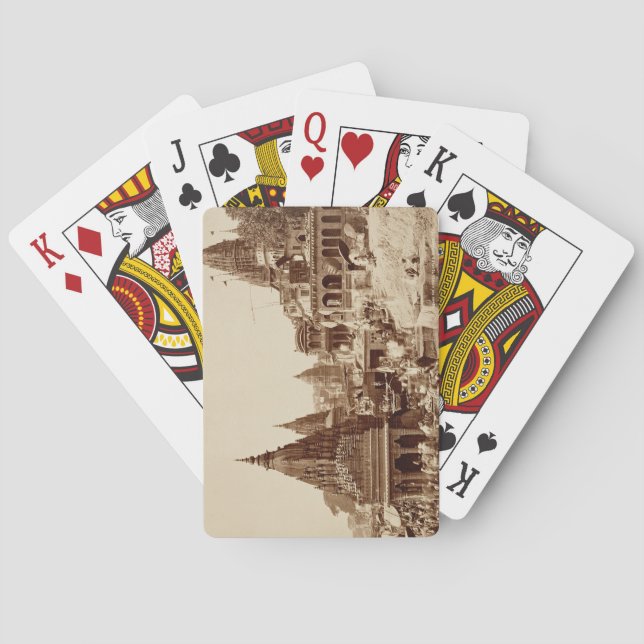 Vishnu Pud and Other Temples, Benares (sepia photo Playing Cards (Back)