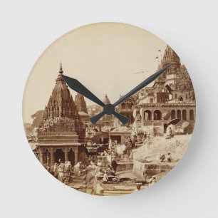 Vishnu Pud and Other Temples, Benares (sepia photo Round Clock