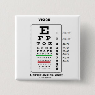 Vision A Never-Ending Sight (Snellen Chart) 2 Inch Square Button