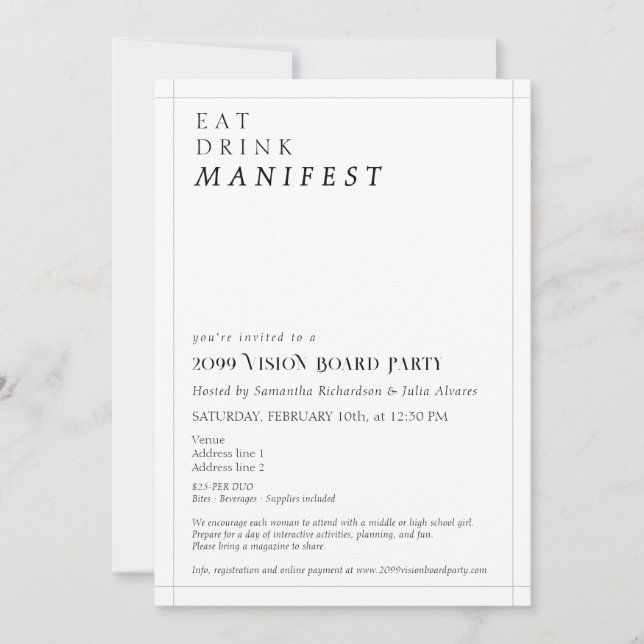 Vision Board Party Women Networking Workshop Invitation (Front)