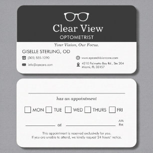 Vision Care Eye Exam Appointment Reminder Business Card