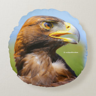Vision of a Beautiful Young Golden Eagle Round Pillow