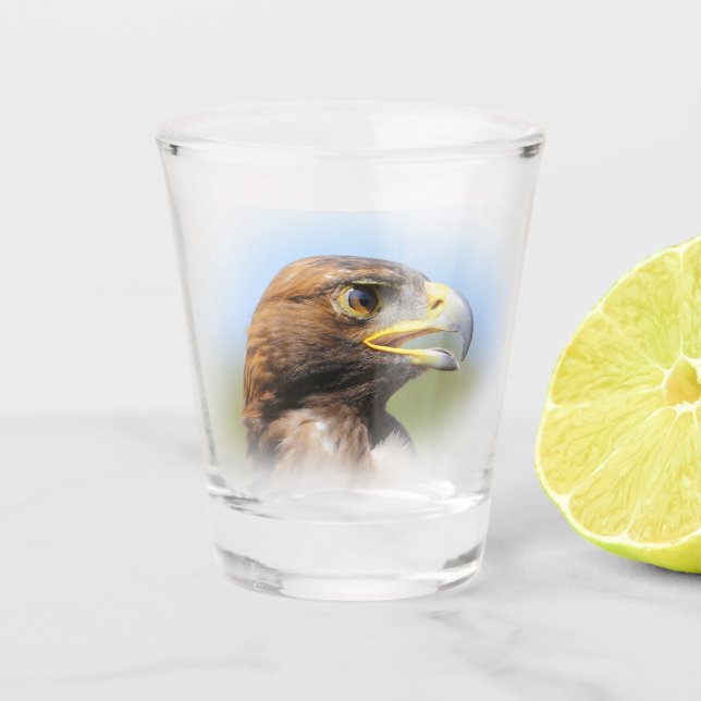 Vision of a Beautiful Young Golden Eagle Shot Glass (Front)