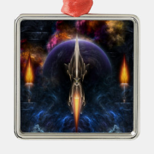 Vision Of Flight Fractal Art Metal Ornament