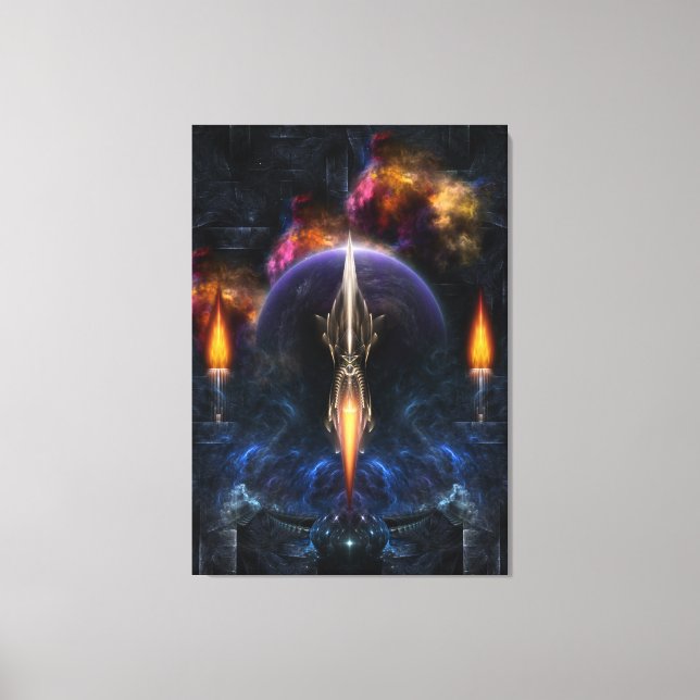 Vision Of Flight Fractal Art Wrapped Canvas Print (Front)