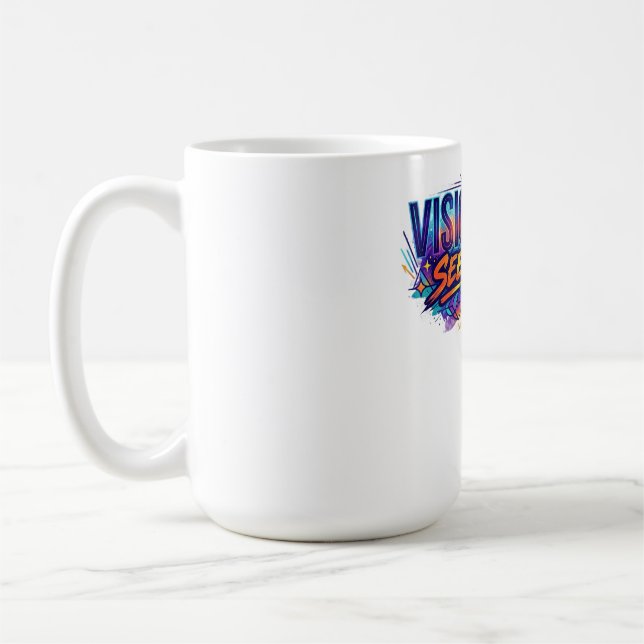 Visionaries See Beyond. – Minimal Inspirational  Coffee Mug (Left)