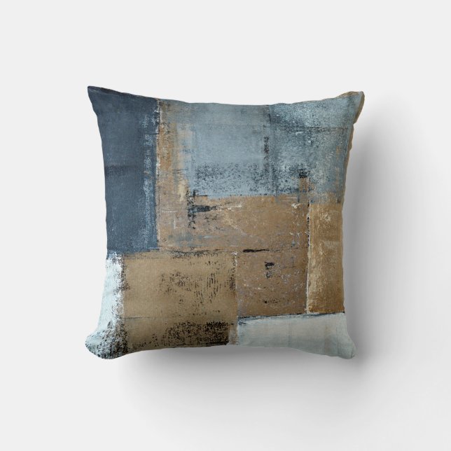 'Visionary' Neutral Abstract Art Throw Pillow (Front)