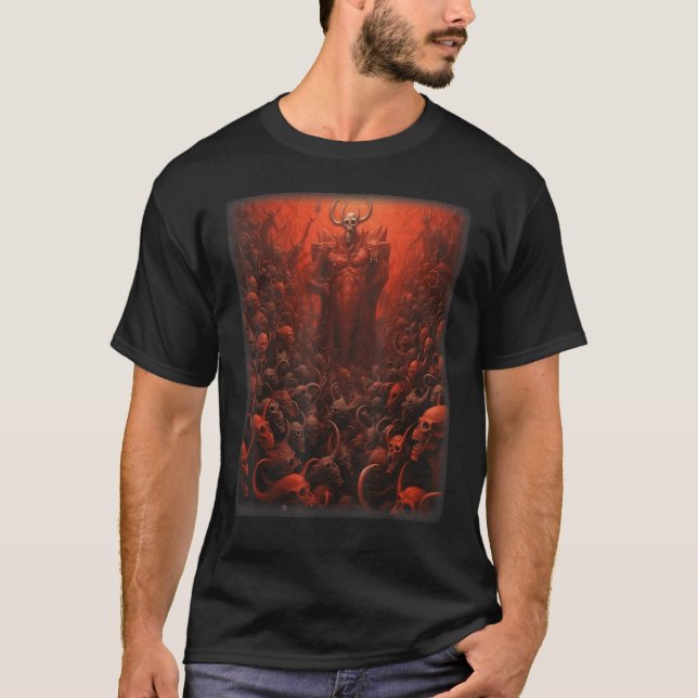 Visions of Hell Satan Devils Demons Monster Skelet T-Shirt (Front)