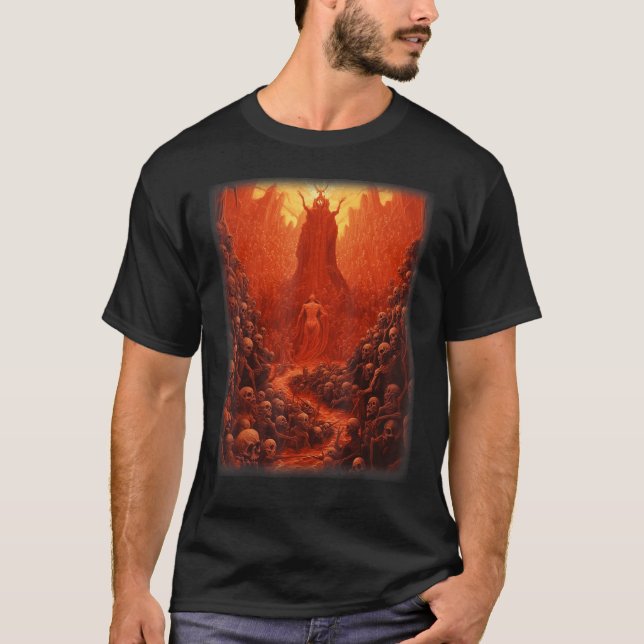 Visions of Hell Satan Devils Demons Monster Skelet T-Shirt (Front)