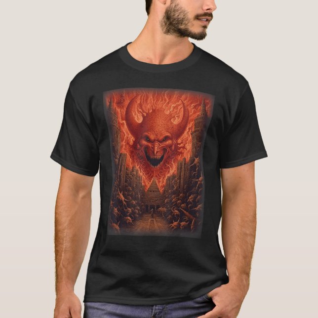Visions of Hell Satan Devils Demons Monster Skelet T-Shirt (Front)