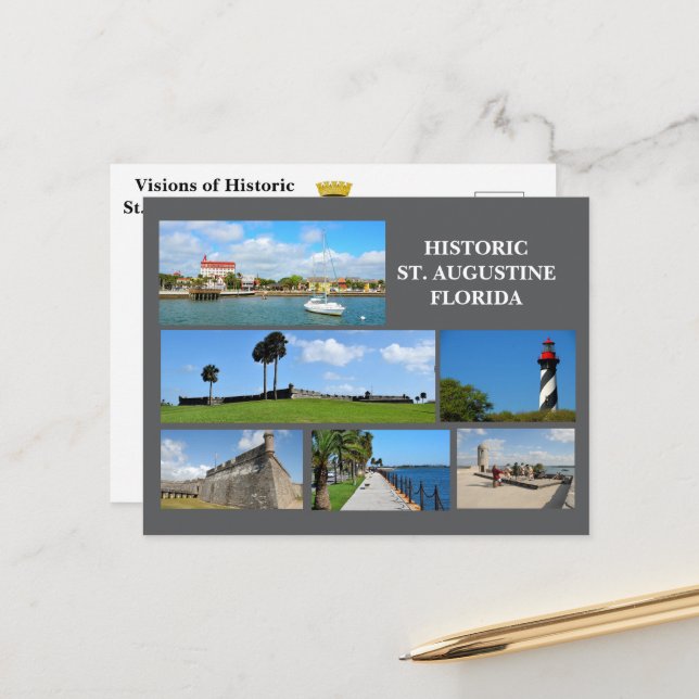 Visions of St. Augustine, Florida Holiday Postcard (Front/Back In Situ)