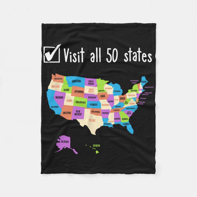 Visit All 50 States Gift Usa Bucket List  Fleece Blanket (Front)