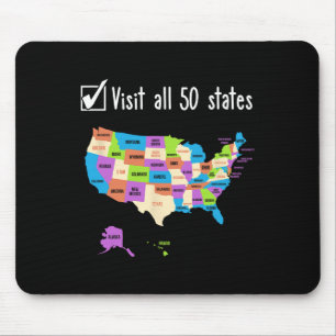 Visit All 50 States Gift Usa Bucket List  Mouse Pad