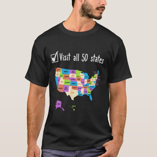 Visit All 50 States Gift Usa Bucket List  T-Shirt (Front)