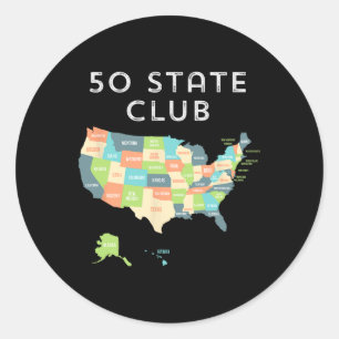 Visit All 50 States Shirt Classic Round Sticker