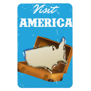 Visit america Retro old travel poster Magnet