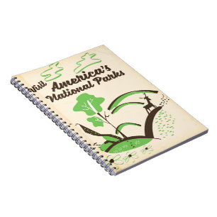 Visit America's National Parks vintage poster Notebook