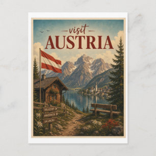 Visit Austria Travel Vintage Postcard