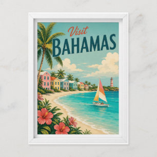 Visit Bahamas Travel Vintage Postcard