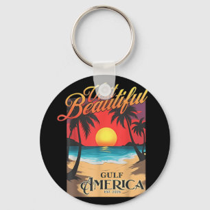 Visit Beautiful Gulf America Funny Trump Renaming Keychain
