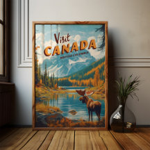 Visit Canada Moose Poster – Vintage Travel Art
