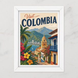 Visit Colombia Travel Vintage Postcard