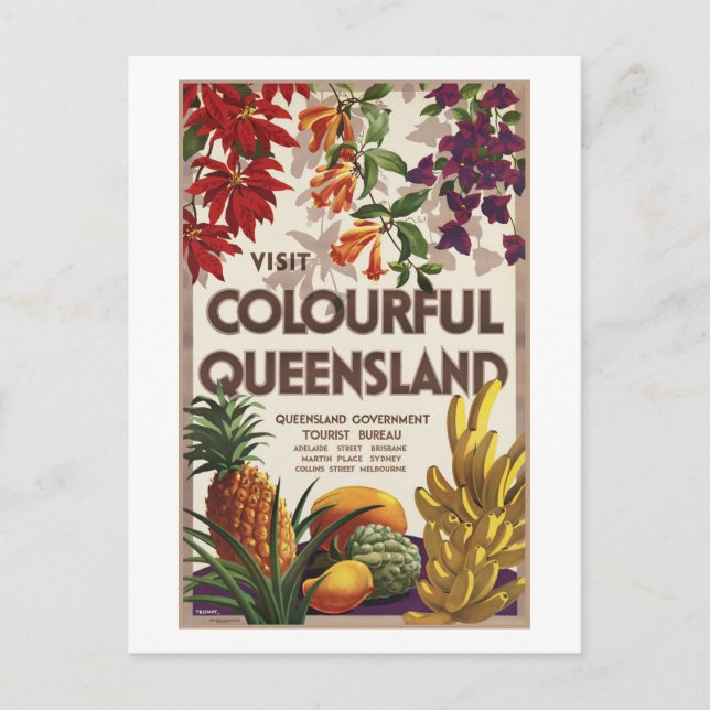 Visit Colourful Queensland Australia Postcard (Front)