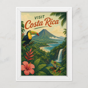 Visit Costa Rica Travel Vintage Postcard