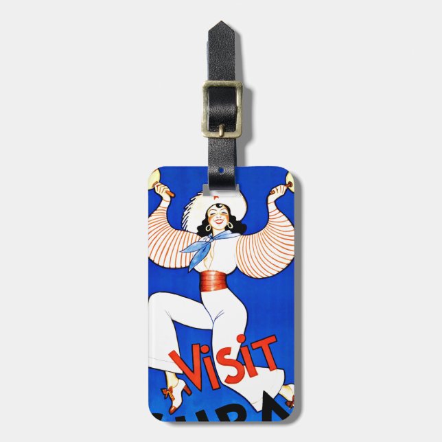 Visit Cuba Caribbean Vintage Travel Luggage Tag (Front Vertical)