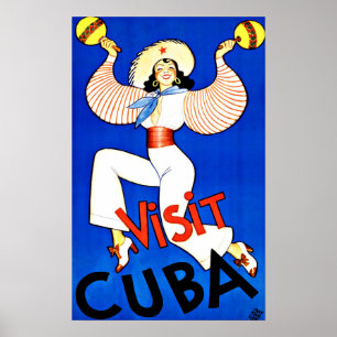 Visit Cuba Caribbean Vintage Travel Poster