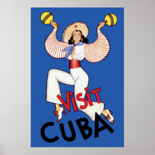 Visit Cuba Vintage Cuban Travel Poster (Cuba 2)