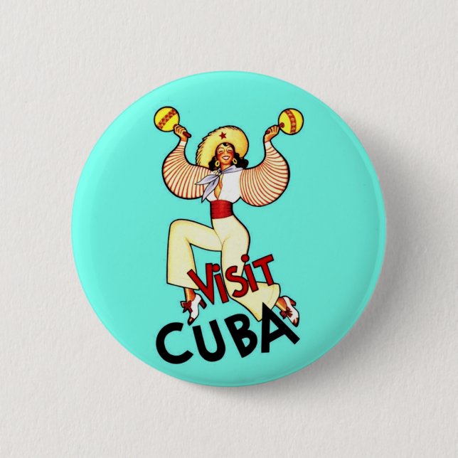 Visit Cuba Vintage Travel 2 Inch Round Button (Front)