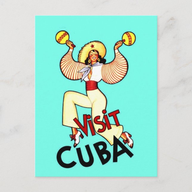 Visit Cuba Vintage Travel Postcard (Front)