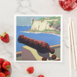 Visit El Morro Fortress, Puerto Rico, Old San Juan Napkin