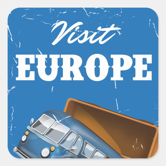 Visit Europe vintage vacation print. Square Sticker (Front)