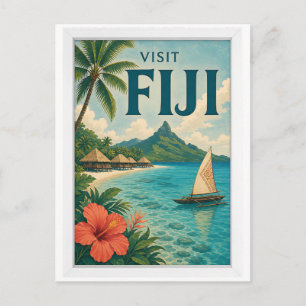 Visit Fiji Travel Vintage Postcard