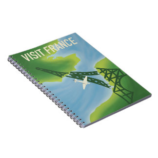 Visit France vintage style travel poster Notebook