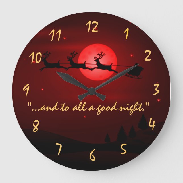 Visit From Santa Claus Christmas Large Clock (Front)