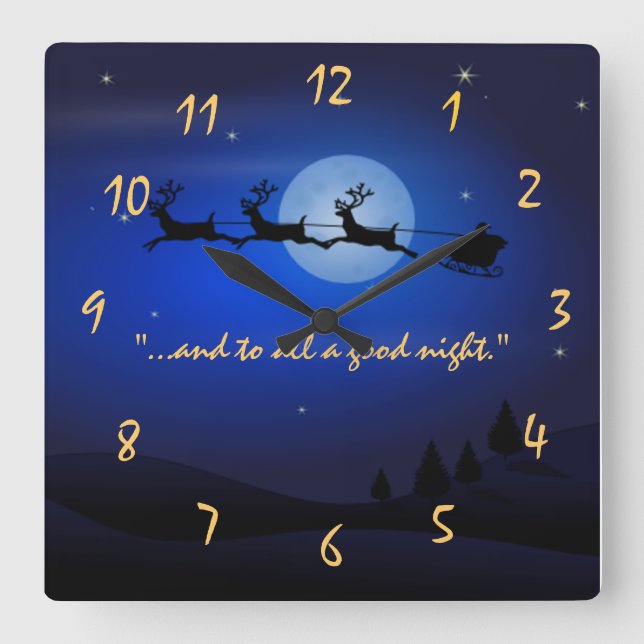 Visit from st Nicholas Night Before Christms Square Wall Clock (Front)