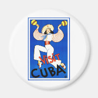 Visit Havana, Cuba, Vintage Travel Poster Maracas