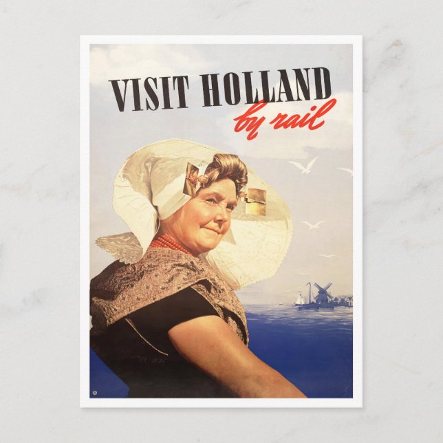 Visit Holland by rail vintage travel Postcard (Front)
