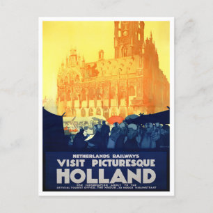 Visit Holland vintage travel Postcard