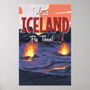 Visit Iceland vintage travel poster