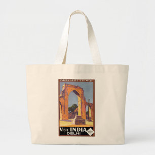 Visit India ~ Delhi Large Tote Bag