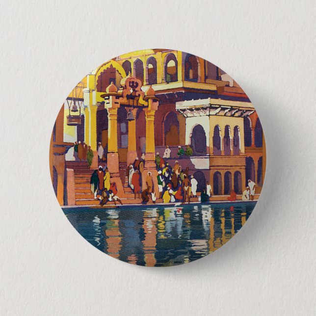 Visit India ~ Muttra 2 Inch Round Button (Front)
