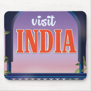 Visit India Vintage travel print. Mouse Pad