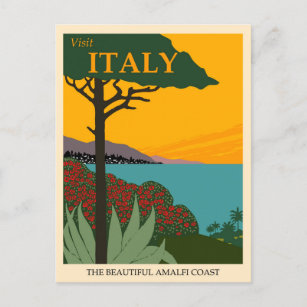Visit Italy, The Beautiful Amalfi Coast Travel Postcard