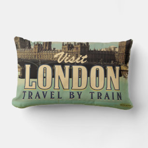 Visit London vintage poster Lumbar Pillow